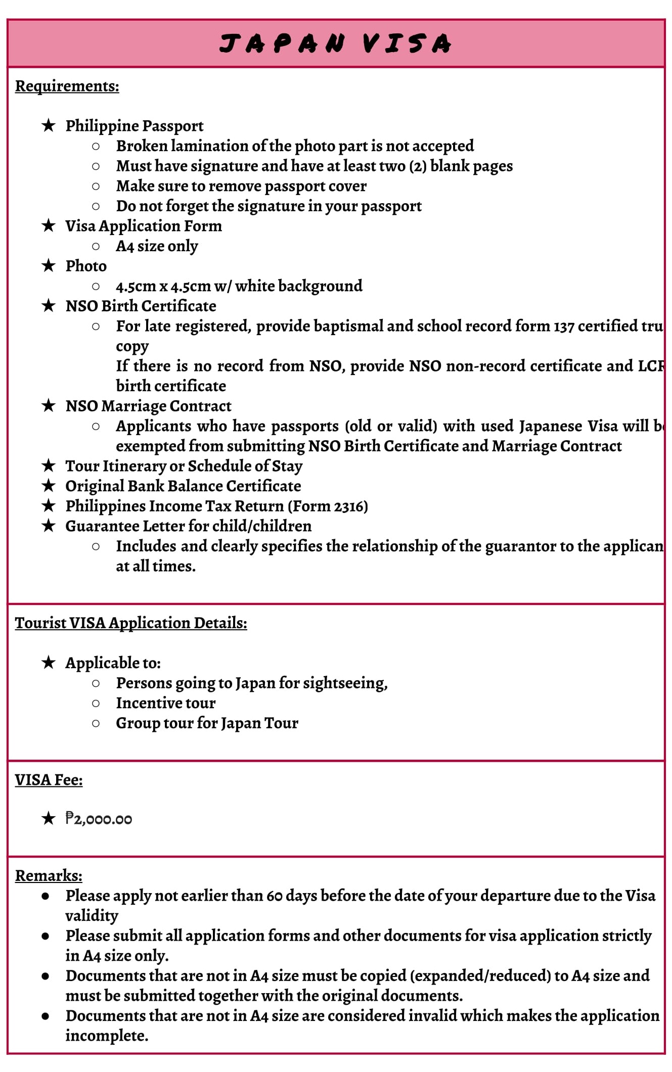 japan of letter application form visa guarantee PH Regent  Philippines Visa Travel  Assistance