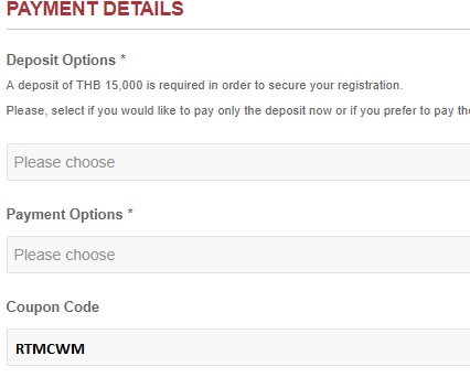 RTMCWM promo code drop down