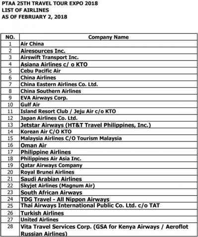 travel tour expo airline participants